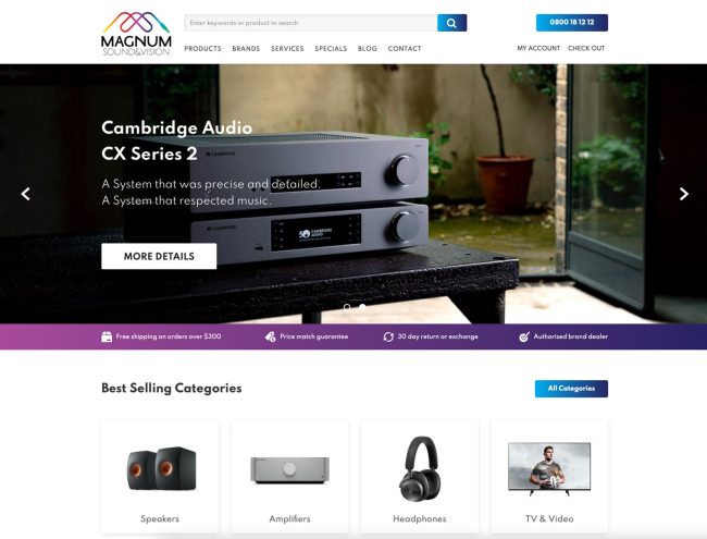Magnum Sound And Vision Ecommerce website